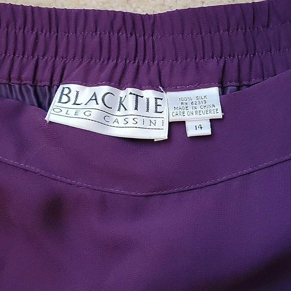 Blakc Tie Oleg Cassini Purple 100% Silk Skirt - Picture 5 of 8